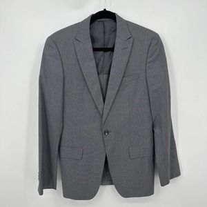 Hugo Boss Blazer Jacket Lapel Collar Buttoned Long Sleeve Formal Gray Size 36R
